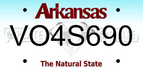 VO4S690 Arkansas License Plate