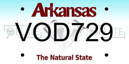 VOD729 Arkansas License Plate