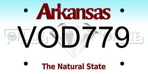 VOD779 Arkansas License Plate