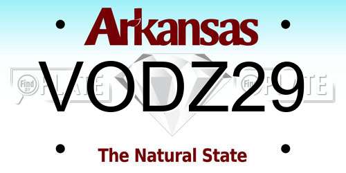 VODZ29 Arkansas License Plate