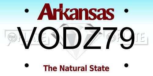 VODZ79 Arkansas License Plate