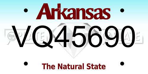 VQ45690 Arkansas License Plate
