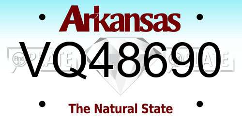 VQ48690 Arkansas License Plate