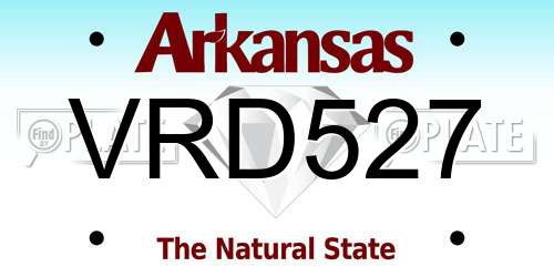 VRD527 Arkansas License Plate