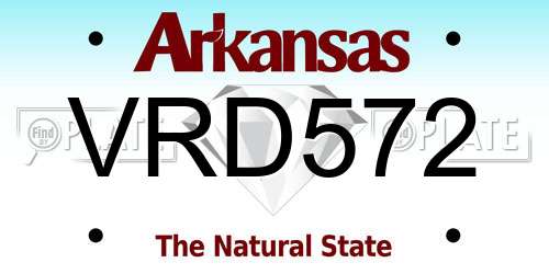 VRD572 Arkansas License Plate