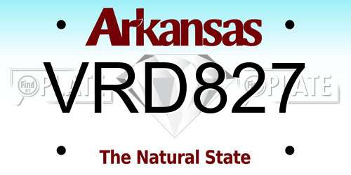 VRD827 Arkansas License Plate
