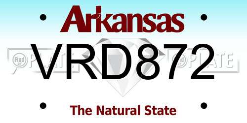 VRD872 Arkansas License Plate