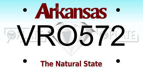 VRO572 Arkansas License Plate