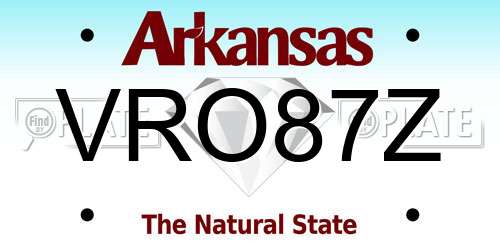 VRO87Z Arkansas License Plate