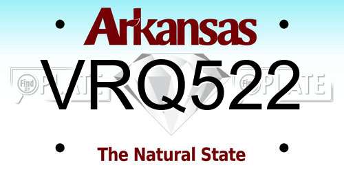 VRQ522 Arkansas License Plate