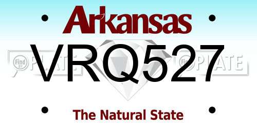 VRQ527 Arkansas License Plate