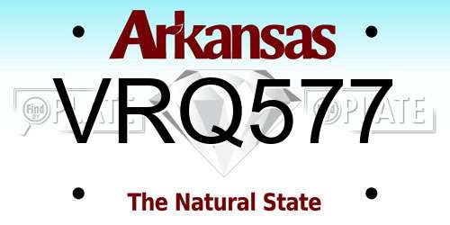 VRQ577 Arkansas License Plate