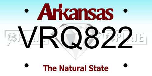 VRQ822 Arkansas License Plate