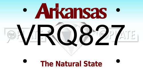 VRQ827 Arkansas License Plate