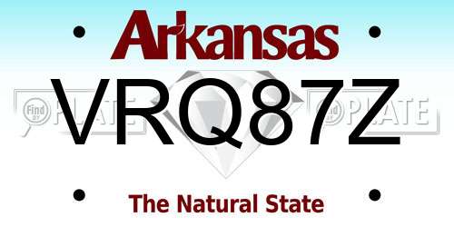 VRQ87Z Arkansas License Plate