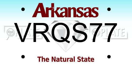 VRQS77 Arkansas License Plate
