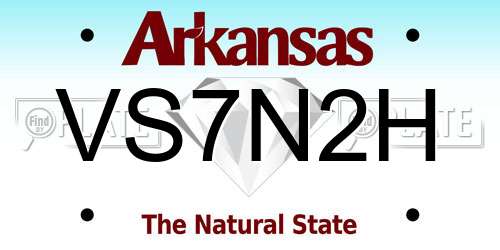 VS7N2H Arkansas License Plate