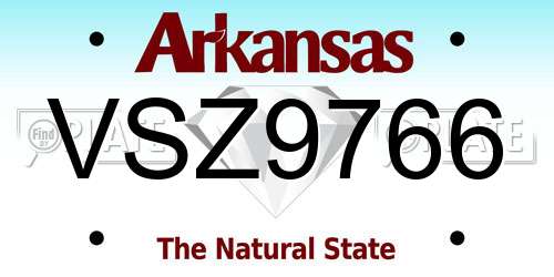 VSZ9766 Arkansas License Plate
