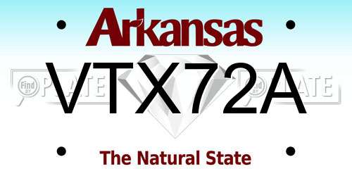 VTX72A Arkansas License Plate