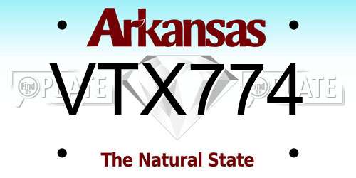 VTX774 Arkansas License Plate