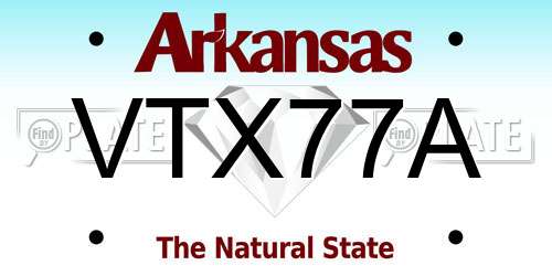 VTX77A Arkansas License Plate
