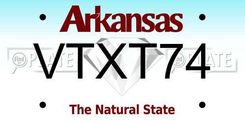 VTXT74 Arkansas License Plate