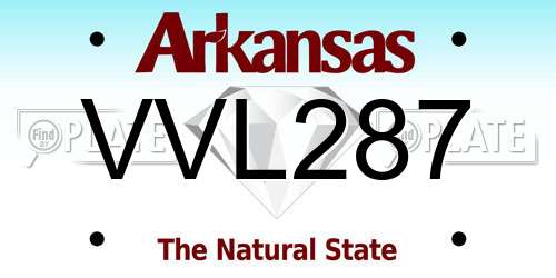 VVL287 Arkansas License Plate