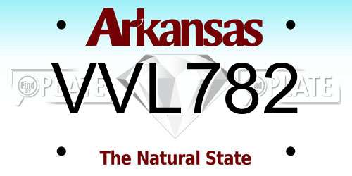 VVL782 Arkansas License Plate