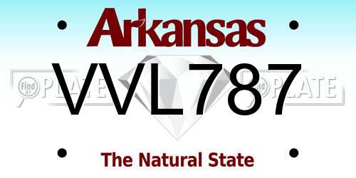 VVL787 Arkansas License Plate