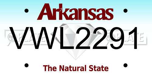 VWL2291 Arkansas License Plate
