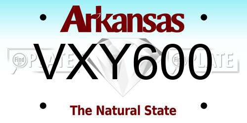 VXY600 Arkansas License Plate