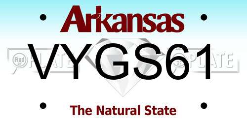VYGS61 Arkansas License Plate