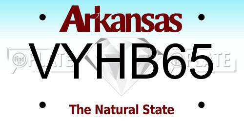 VYHB65 Arkansas License Plate
