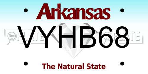 VYHB68 Arkansas License Plate