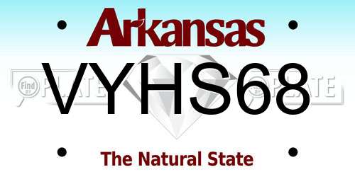 VYHS68 Arkansas License Plate