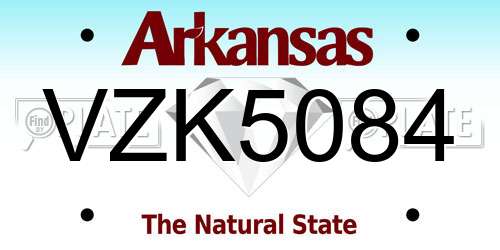 VZK5084 Arkansas License Plate