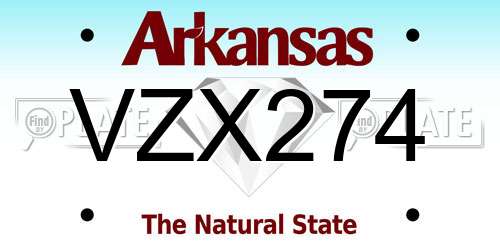 VZX274 Arkansas License Plate