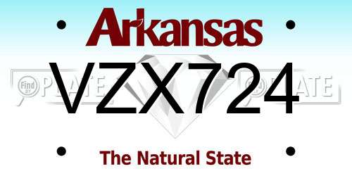 VZX724 Arkansas License Plate