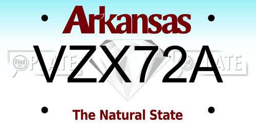 VZX72A Arkansas License Plate