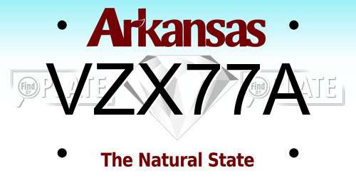 VZX77A Arkansas License Plate
