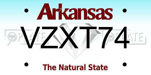 VZXT74 Arkansas License Plate