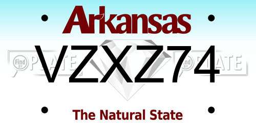 VZXZ74 Arkansas License Plate