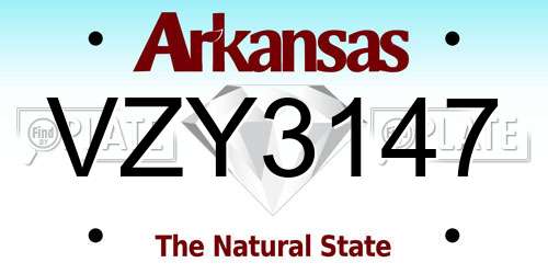 VZY3147 Arkansas License Plate