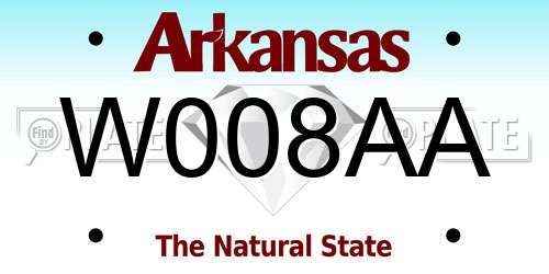W008AA Arkansas License Plate