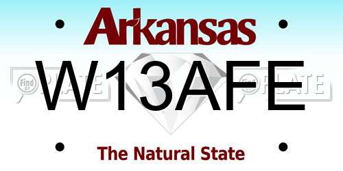 W13AFE Arkansas License Plate