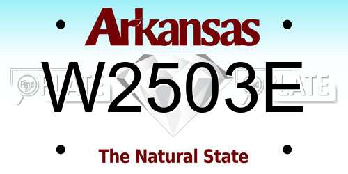 W2503E Arkansas License Plate