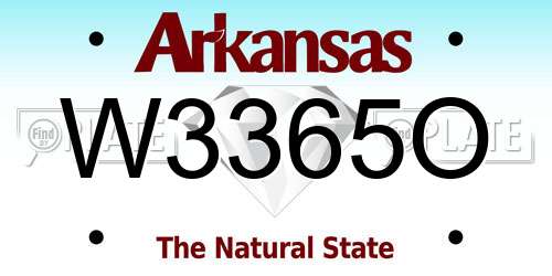 W3365O Arkansas License Plate