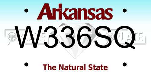 W336SQ Arkansas License Plate