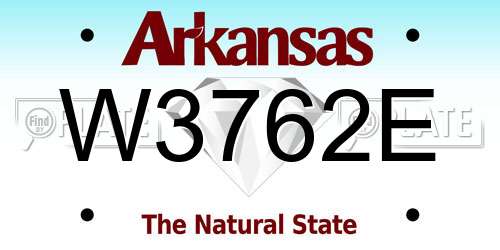 W3762E Arkansas License Plate