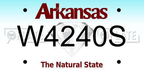 W4240S Arkansas License Plate